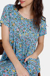 Zivame Miss Daisy Woven Full Length Nightdress - Baltic Sea — thumbnail 5
